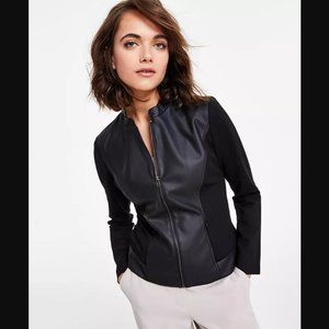 Alfani Faux Leather Trim Jacket